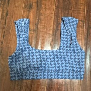 Aerie Blue Houndstooth Sports Bra